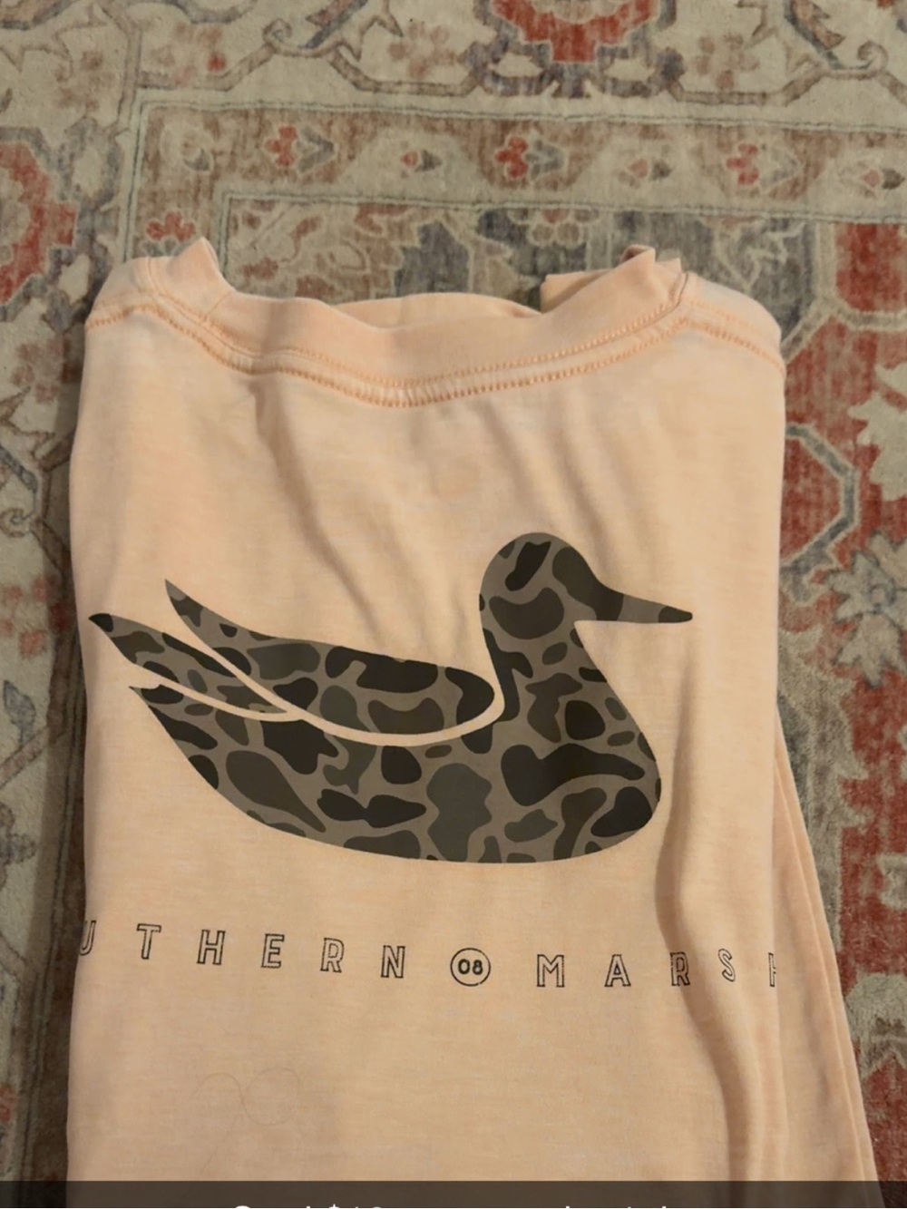 Southern Marsh Peach Tee with Camo Duck Logo